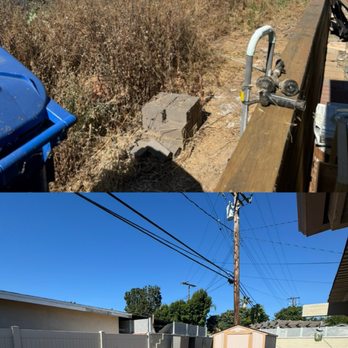 Sunscape Lawn Care - Back yard weed clean up. Before and After - Lawn Services Near Me