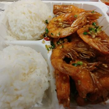 HiTEA Cafe - Salt & Pepper Prawns with white rice. Still love the quality and quantity. Definitely less salty. A bit on the less crispy this time. - Bubble Tea Near Me - Honolulu, Hawaii