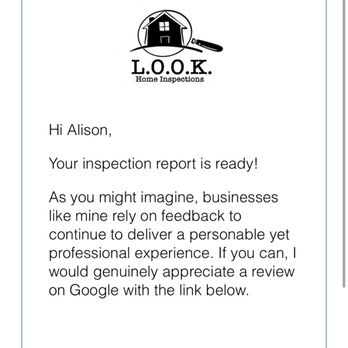 Look Home Inspections - Report emailed right to us! - Home Inspectors Near Me