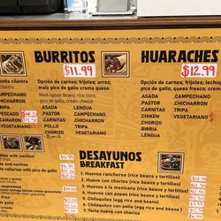 Suy's Mexican Restaurant - Half of their menu.