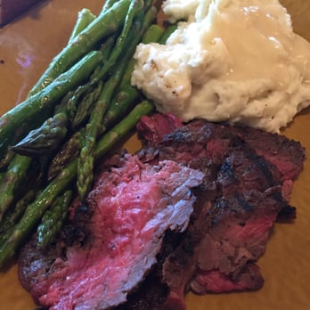 Urban Plates - Steak plate with mashed potatoes and steamed asparagus $12 - New American Near Me - Brea, California