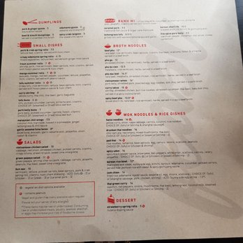 CO - The clean menu. Lots of different Asian influences - Vietnamese Near Me - Charleston, South Carolina