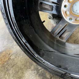 The rim was fixed, and the tire (to my surprise) was salvaged. The rim was fixed, and the tire (to my surprise) was salvaged.