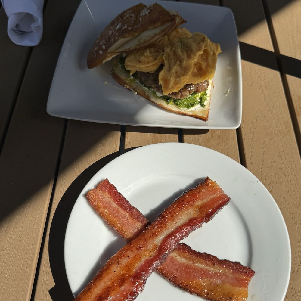 Ovenbird - Breakfast sandwich, rose caramel latte, bacon - Modern European Near Me - Austin, Texas Ovenbird - Breakfast sandwich, rose caramel latte, bacon - Modern European Near Me - Austin, Texas