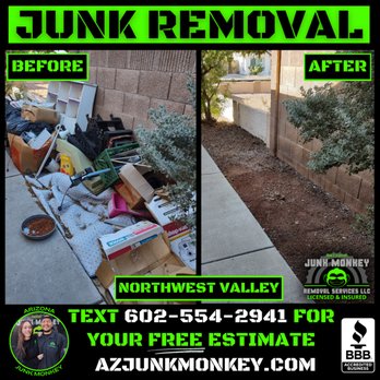 Arizona Junk Monkey Removal Services - Side Yard Pick Up - Made Simple! - Junk Removal & Hauling Near Me - Youngtown, Arizona Arizona Junk Monkey Removal Services - Side Yard Pick Up - Made Simple! - Junk Removal & Hauling Near Me - Youngtown, Arizona