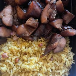 China House - Bourbon chicken comes standard with pork fried rice