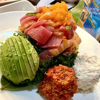 Sushi Pop - Poke Bowl #C: tuna, salmon, crabmeat, masago, seaweed salad, avocado, spicy tuna, sushi rice. better deal than bowl B. $19.95 4* - Japanese Near Me - Fullerton, California Sushi Pop - Poke Bowl #C: tuna, salmon, crabmeat, masago, seaweed salad, avocado, spicy tuna, sushi rice. better deal than bowl B. $19.95 4* - Japanese Near Me - Fullerton, California