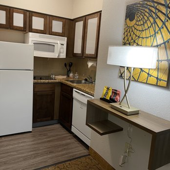 Staybridge Suites Durham-Chapel Hill-Rtp - Kitchen was fully loaded with pots , pans ,silverware clean counters ,cabinets and fridge. Good size kitchen - Hotels Near Me - Durham, North Carolina Staybridge Suites Durham-Chapel Hill-Rtp - Kitchen was fully loaded with pots , pans ,silverware clean counters ,cabinets and fridge. Good size kitchen - Hotels Near Me - Durham, North Carolina