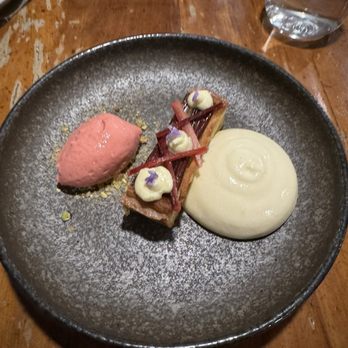 The Brantry - Rhubarb and almond frangipane tart - Restaurants Near Me - Taupo, AUK The Brantry - Rhubarb and almond frangipane tart - Restaurants Near Me - Taupo, AUK