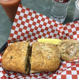 Oven roasted chicken basil sandwich. It has tons of filling  and is delicious!!!!