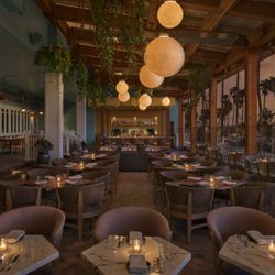 The Bungalow Kitchen - Patio dining overlooking Alamitos Bay