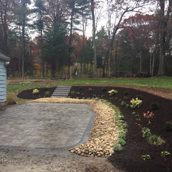Birch Hill Landscape and Design - Paver Patio with Slope Plantings - Snow Removal Near Me - Newington, Connecticut Birch Hill Landscape and Design - Paver Patio with Slope Plantings - Snow Removal Near Me - Newington, Connecticut