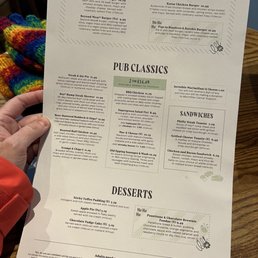 Menu with vegan options December 2022