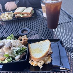 Lefty's Eats & Espresso - Crab meat grilled cheese, Caesar salad, tuna salad sandwich, cold brew, hot coffee