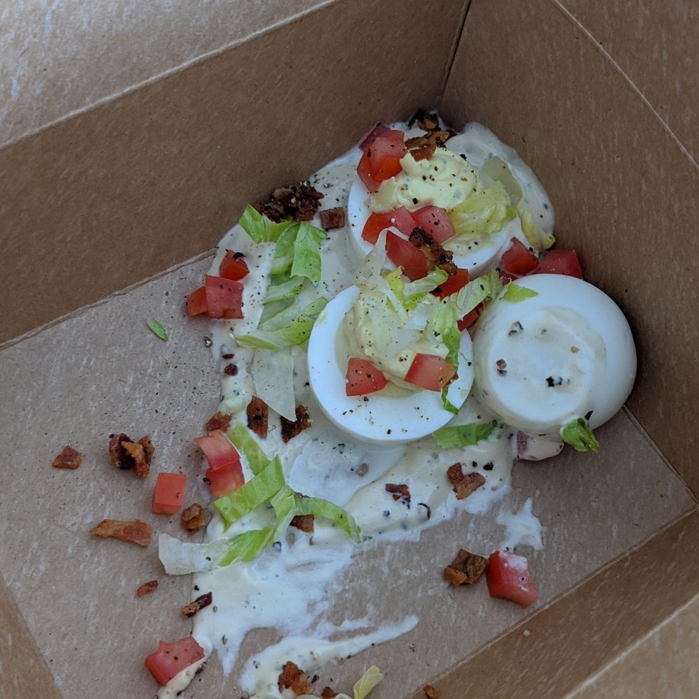 Only three halves of deviled eggs for $9!! :( Only three halves of deviled eggs for $9!! :(