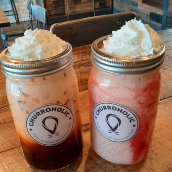 Cafe De Churros - Thai tea and strawberry smoothie. My brother-and-law likes the strawberry smoothie; I like their Thai tea because its rich and fresh flavor. - Desserts Near Me - Tolleson, Arizona Cafe De Churros - Thai tea and strawberry smoothie. My brother-and-law likes the strawberry smoothie; I like their Thai tea because its rich and fresh flavor. - Desserts Near Me - Tolleson, Arizona