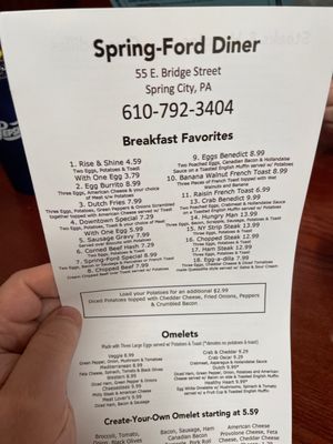 Menu photo 3 Spring Ford Diner Spring City, PA