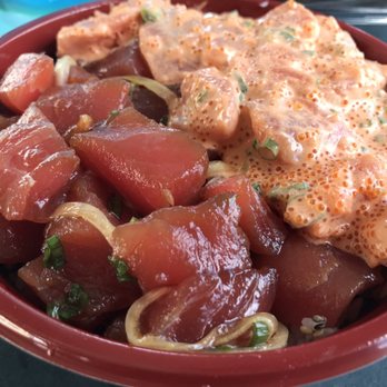 TJ's Warehouse Outlet - Poke Bowl. Half/Half. Shoyu Ahi & Spicy Ahi on sushi rice! Bomb Kēia!!! - Japanese Near Me - Wailuku, Hawaii TJ's Warehouse Outlet - Poke Bowl. Half/Half. Shoyu Ahi & Spicy Ahi on sushi rice! Bomb Kēia!!! - Japanese Near Me - Wailuku, Hawaii
