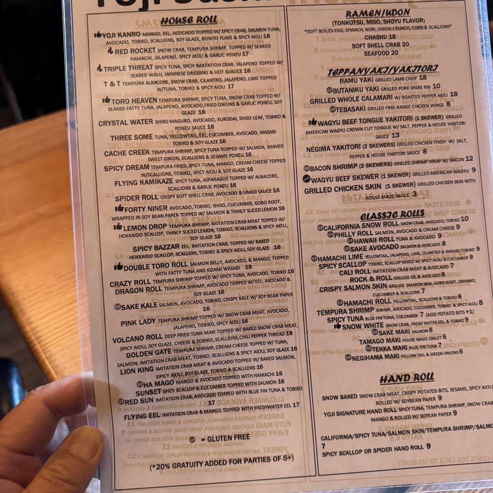 Yoji Sushi House - Menu - House Rolls, Ramen/Udon, Yakitori, Hand Rolls - Sushi Bars Near Me - San Francisco, California Yoji Sushi House - Menu - House Rolls, Ramen/Udon, Yakitori, Hand Rolls - Sushi Bars Near Me - San Francisco, California