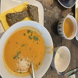 GustaV - Carrot &? (Don't remember the blend)  But it was fabulous and the gluten-free bread was delicious