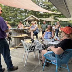 Covered Bridges Winery - Kevin talking to a group at Speckled Hen Farm.  Presentation and tasting.