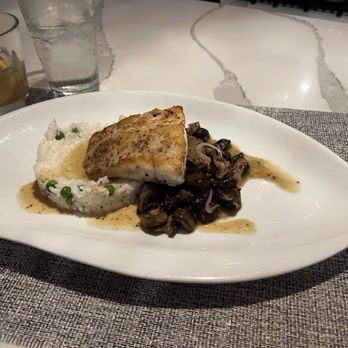 Bistronomy By Nico - Grouper (fish of the day) with coconut rice & English peas, mushrooms - French Near Me - Charleston, South Carolina Bistronomy By Nico - Grouper (fish of the day) with coconut rice & English peas, mushrooms - French Near Me - Charleston, South Carolina