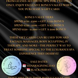 Geanes Aesthetic Spa - Black Friday Special