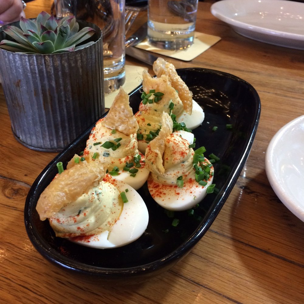 The Rustic - The deviled eggs have chicharron on top! Yum! - New American Near Me - Dallas, Texas The Rustic - The deviled eggs have chicharron on top! Yum! - New American Near Me - Dallas, Texas