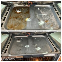 Maiah Steiner’s Cleaning Service - Before and After under the stove top clean