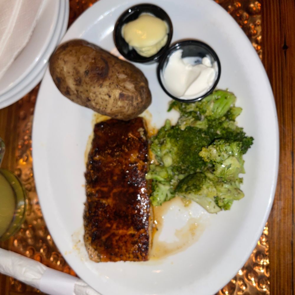 Miller's Ale House - Atlantic Salmon* Garlic Broccoli Baked Potato - American Near Me - Langhorne, Pennsylvania Miller's Ale House - Atlantic Salmon* Garlic Broccoli Baked Potato - American Near Me - Langhorne, Pennsylvania
