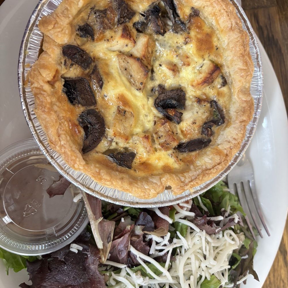 O Happy Bread - Mushroom & chicken quiche with salad and vinaigrette - Bakeries Near Me - Pahrump, Nevada O Happy Bread - Mushroom & chicken quiche with salad and vinaigrette - Bakeries Near Me - Pahrump, Nevada