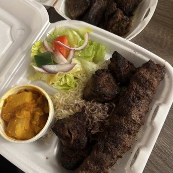 Kabob Garden - A6. Combo Kebab included A7. Shami Kebab & A4. Lamb Kebab with Potatoes and Side Salad Ordered an extra A5. Beef Kebab on the side - Afghan Near Me - Arlington, Virginia