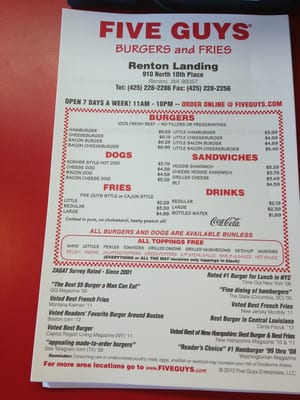 Menu photo 5 Five Guys Renton, WA Menu photo 5 Five Guys Renton, WA