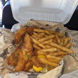Fish and chips, asked for extra crispy and got it! Fish and chips, asked for extra crispy and got it!