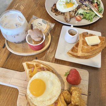 Hide Out Cafe - Pork Belly w/ Rice and Wafflewich - Cafes Near Me - Rowland Heights, California