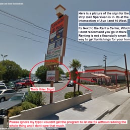 Shopping center Sign by day with my comments over the image. Hey at least I am contributing something. What do u do?