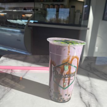 Bobazona - Taro milk tea with tapioca boba and brown sugar syrup!! Delicious. - Gelato Near Me - Peoria, Arizona Bobazona - Taro milk tea with tapioca boba and brown sugar syrup!! Delicious. - Gelato Near Me - Peoria, Arizona