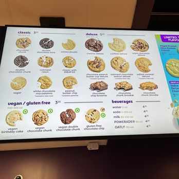 Insomnia Cookies - The menu...looks delicious. - Ice Cream & Frozen Yogurt Near Me - Santa Barbara, California