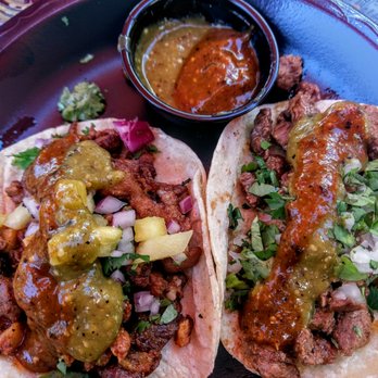 Spanglish Kitchen - Pastor on the left, beef in the right. Pastor wins with the pineapple pieces. - Mexican Near Me - Alhambra, California Spanglish Kitchen - Pastor on the left, beef in the right. Pastor wins with the pineapple pieces. - Mexican Near Me - Alhambra, California