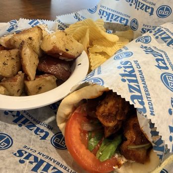Taziki's Mediterranean Cafe - Spicy chicken gyro with red potatoes - Salad Near Me - San Antonio, Texas