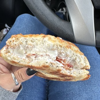 Noah's NY Bagels - Six cheese bagel with cream cheese and bacon - Bagels Near Me - Lafayette, California Noah's NY Bagels - Six cheese bagel with cream cheese and bacon - Bagels Near Me - Lafayette, California