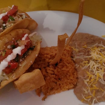 Mi Casa Restaurant - Two hard-shell beef tacos, rice & beans - Mexican Near Me - Benson, Arizona