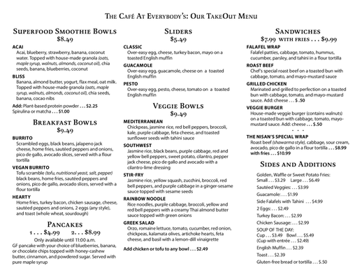 Menu photo 1 Everybody's Cafe Fairfield, IA