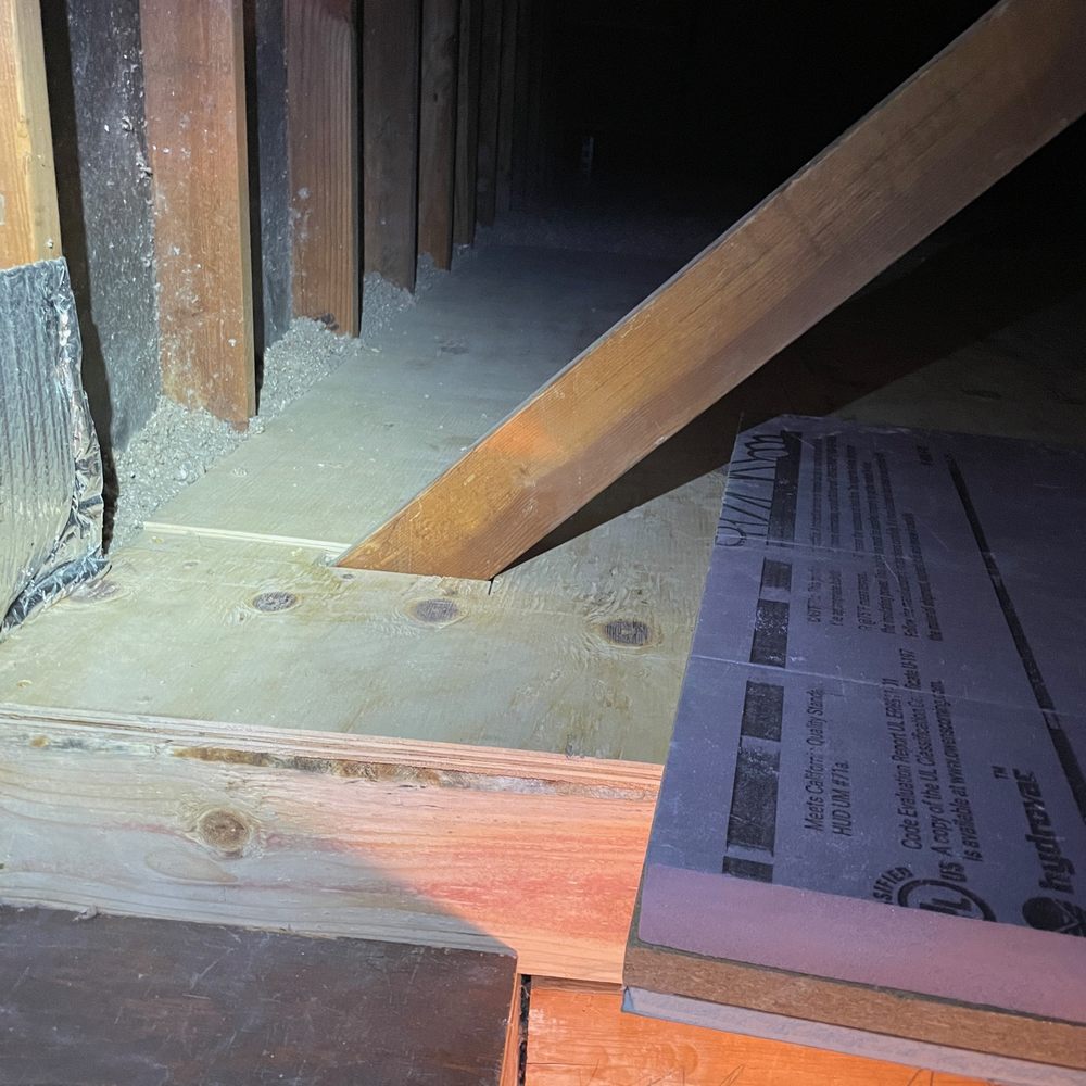 JM Insulation - Deck cut around support beam with new insulated hatch show in attic entry. - Insulation Installation Near Me - Pittsburg, California JM Insulation - Deck cut around support beam with new insulated hatch show in attic entry. - Insulation Installation Near Me - Pittsburg, California