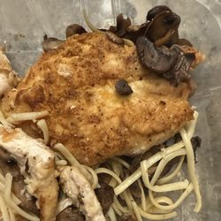 Latitude 43 Grill & Bar - Chicken piccata. Nothing but butter I tried one breast with sauce and noodles. Took one bite and spit it out Gross.
