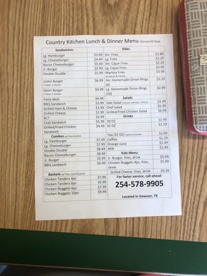 Menu photo 2 Country Kitchen Dawson, TX