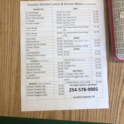 Country Kitchen - Lunch menu