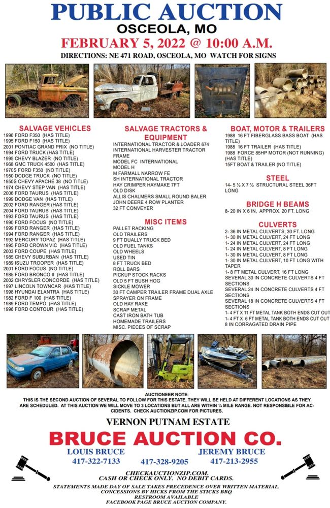 BRUCE AUCTION COMPANY Request Information Osceola, Missouri