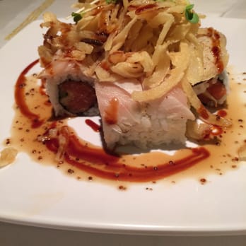 Sushi Boom - albacore crunch roll with crispy onions in a ponzu reduction - Sushi Bars Near Me - Orange, California Sushi Boom - albacore crunch roll with crispy onions in a ponzu reduction - Sushi Bars Near Me - Orange, California