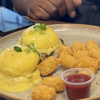 Hathaway's Diner - Classic Benny with tater tots instead of hashbrowns. - Breakfast & Brunch Near Me - Edmonton, Alberta Hathaway's Diner - Classic Benny with tater tots instead of hashbrowns. - Breakfast & Brunch Near Me - Edmonton, Alberta